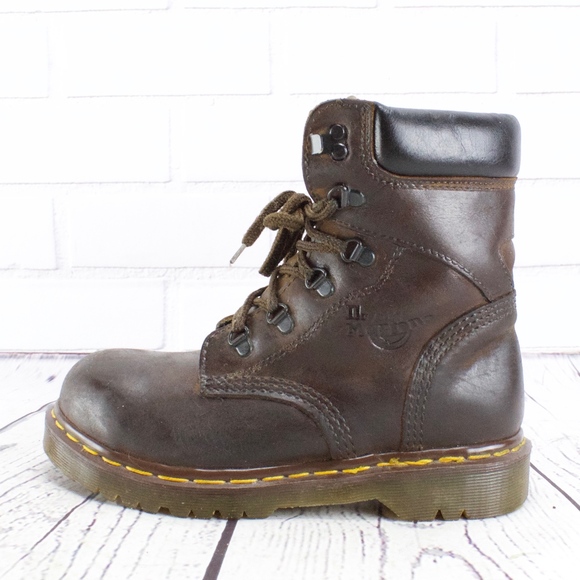 Dr. Martens Shoes - Dr. Martens Steel toe Lace Up Brown Leather Boot 7